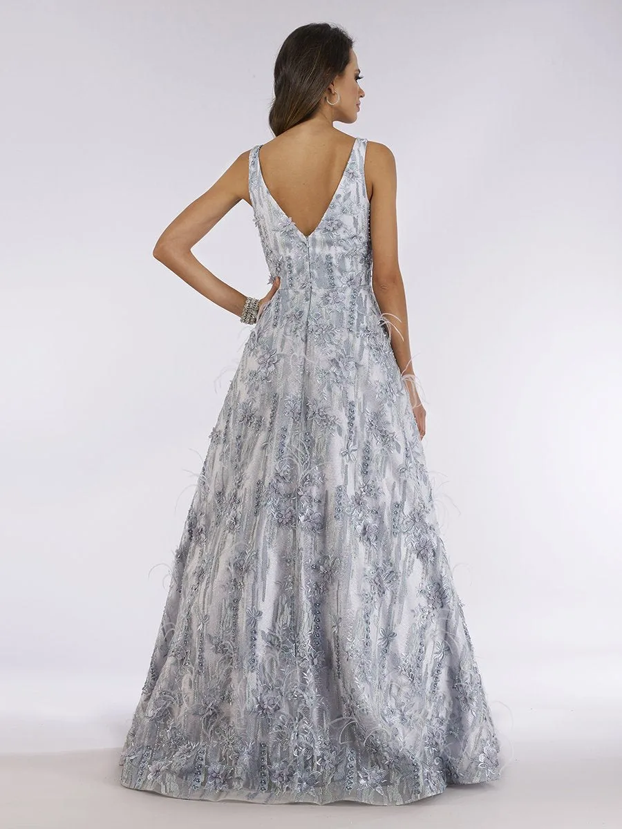 Stylish Ball Gown with Feathers by Lara New York — style 29630