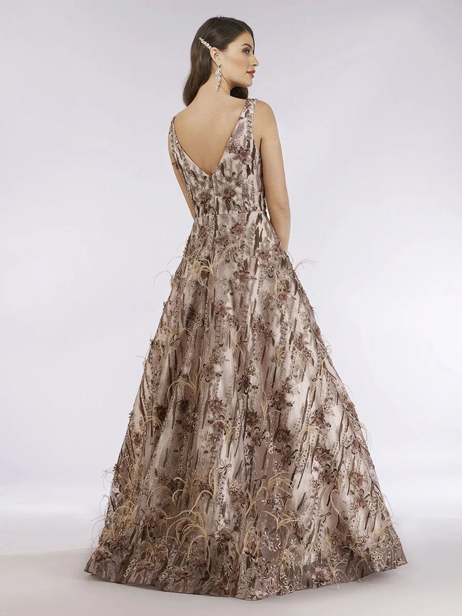 Stylish Ball Gown with Feathers by Lara New York — style 29630