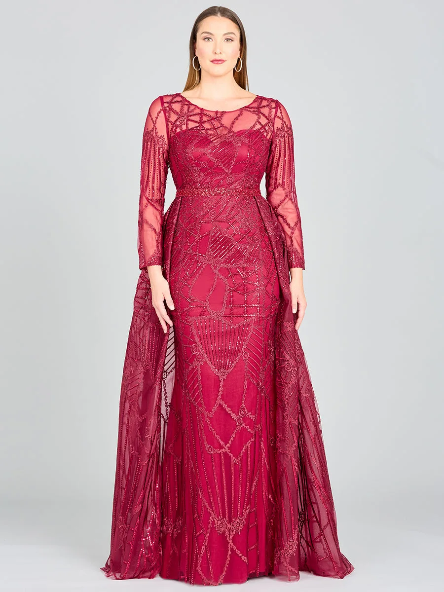 Gorgeous Overskirt Dress with Long Sleeves by Lara New York — style 29633