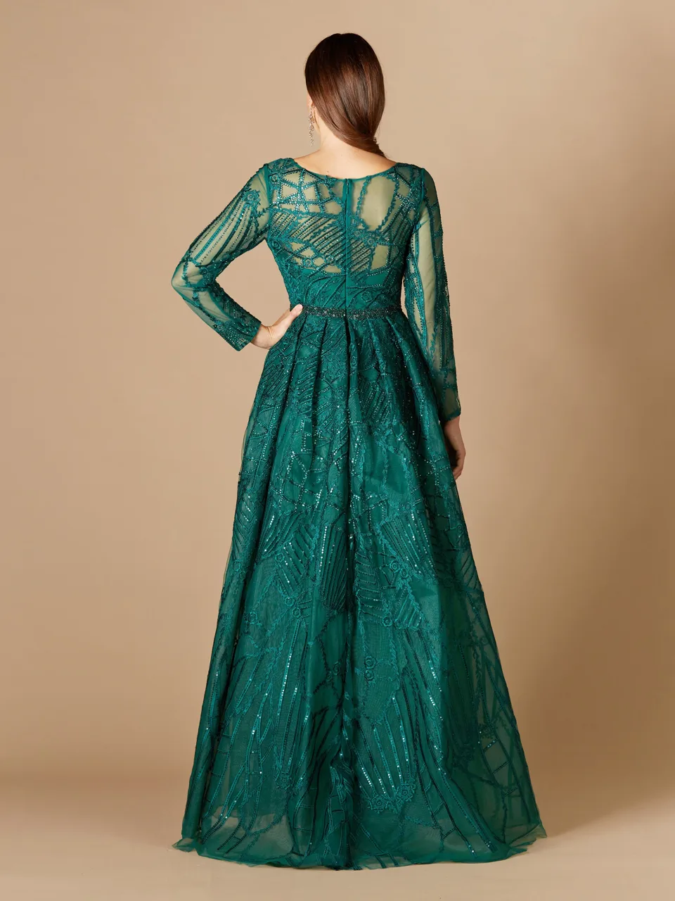 Gorgeous Overskirt Dress with Long Sleeves by Lara New York — style 29633