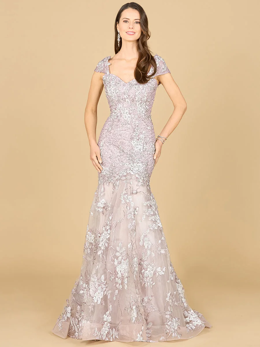 Cap Sleeve Mermaid Gown by Lara New York — style 29642 in Dusty Purple