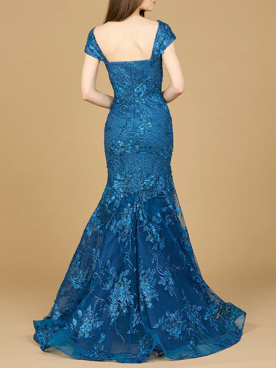 Cap Sleeve Mermaid Gown by Lara New York — style 29642