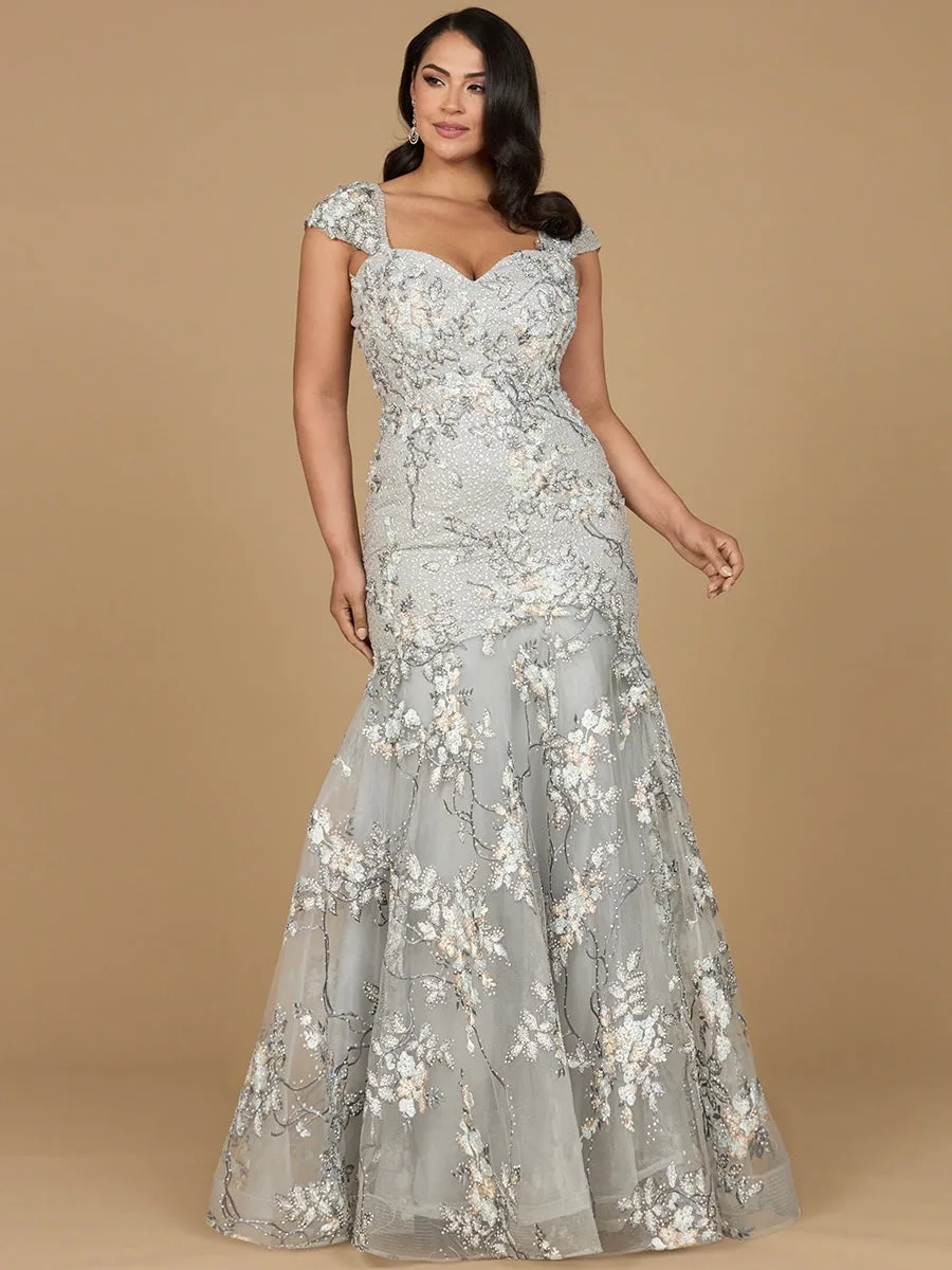 Cap Sleeve Mermaid Gown by Lara New York — style 29642 in Grey