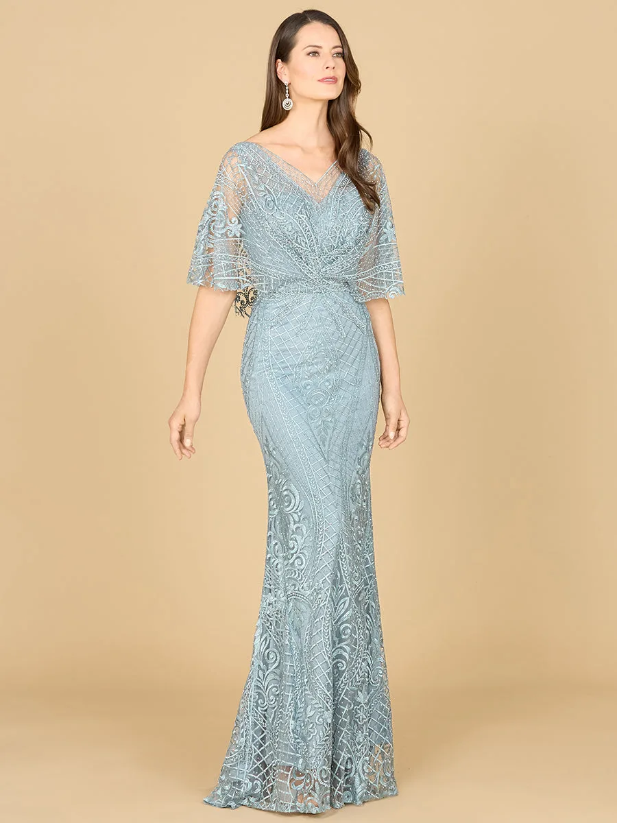 Cape Sleeve Mermaid Gown by Lara New York — style 29673