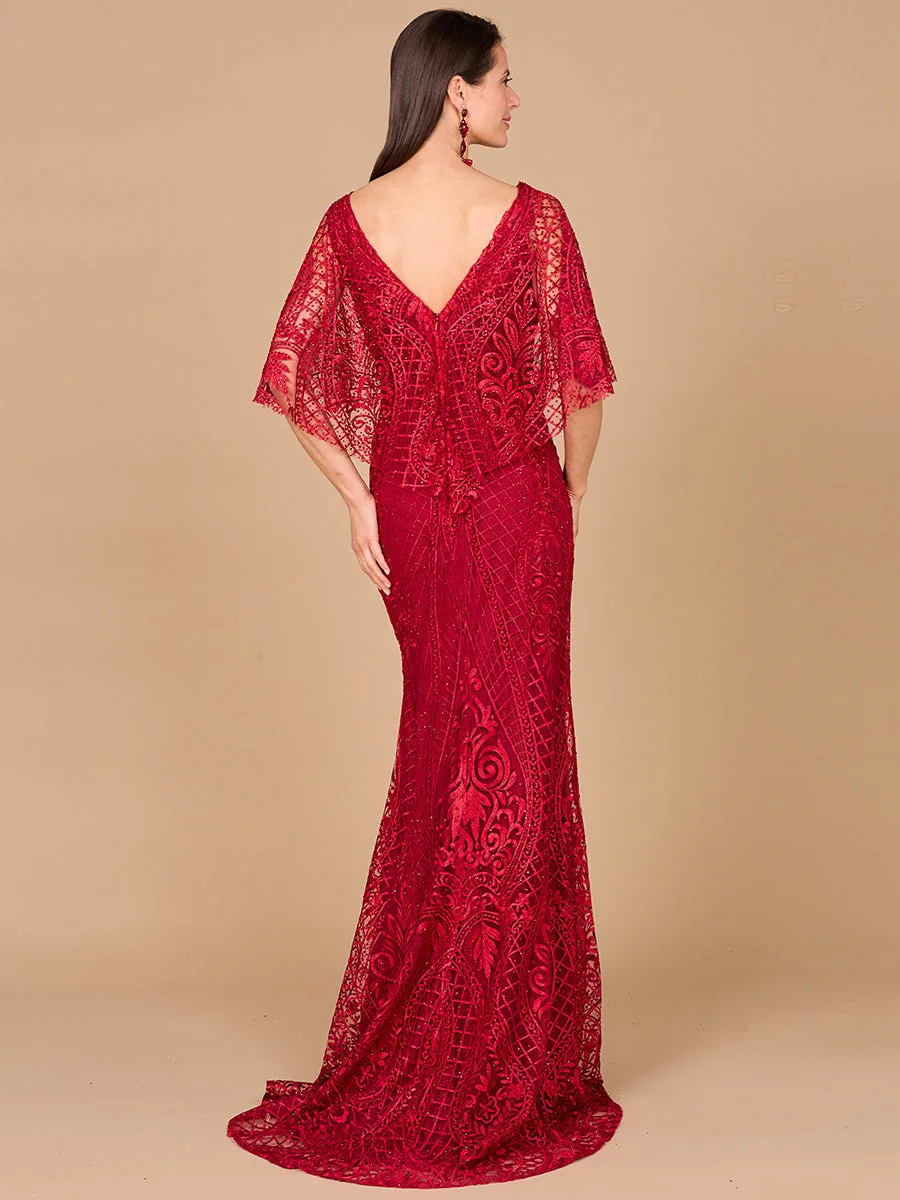 Cape Sleeve Mermaid Gown by Lara New York — style 29673