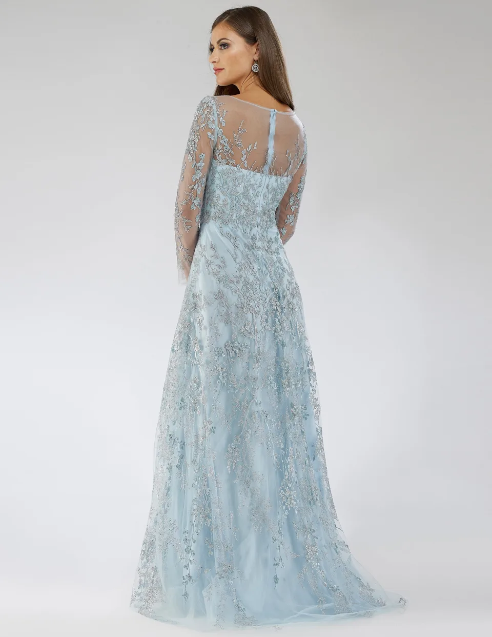 Illusion Neckline A-line Long Sleeves Gown by Lara New York — style 29677