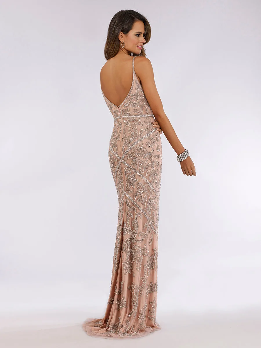 Spaghetti Strap Beaded Dress by Lara New York — style 29744