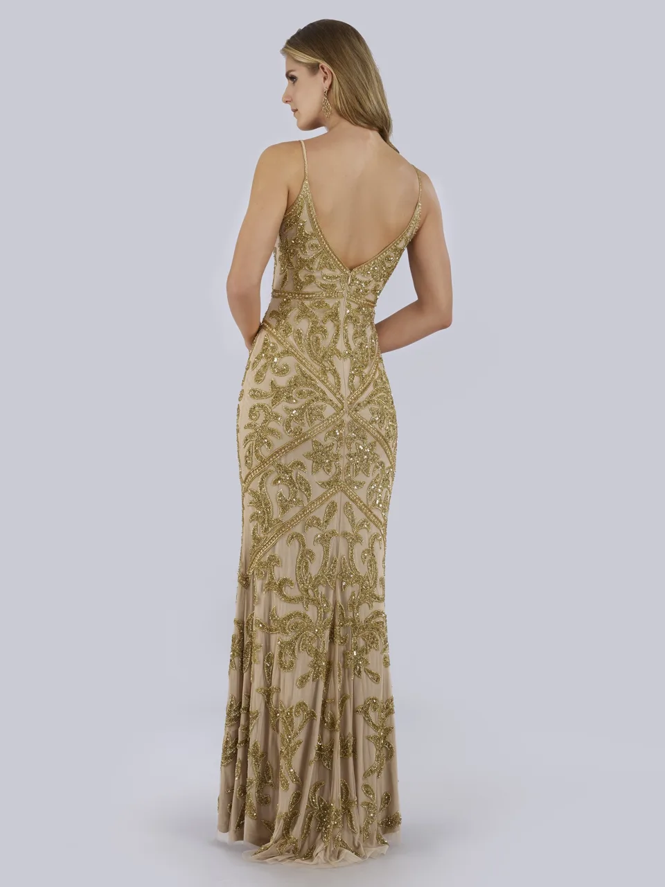 Spaghetti Strap Beaded Dress by Lara New York — style 29744