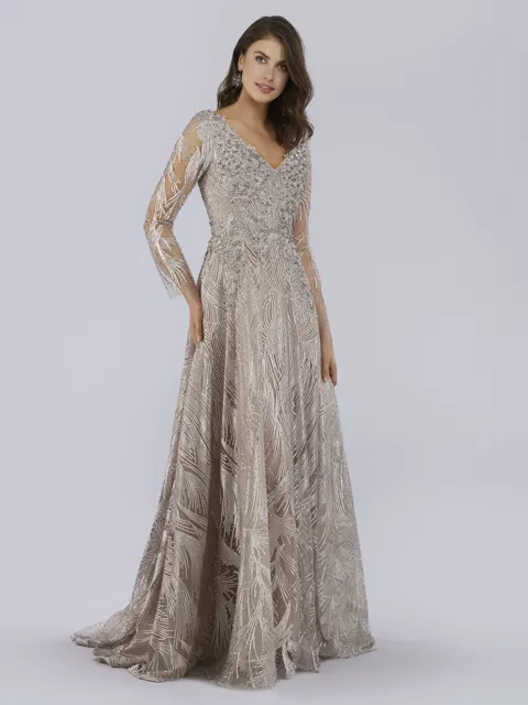 Long Sleeves Beaded Ballgown