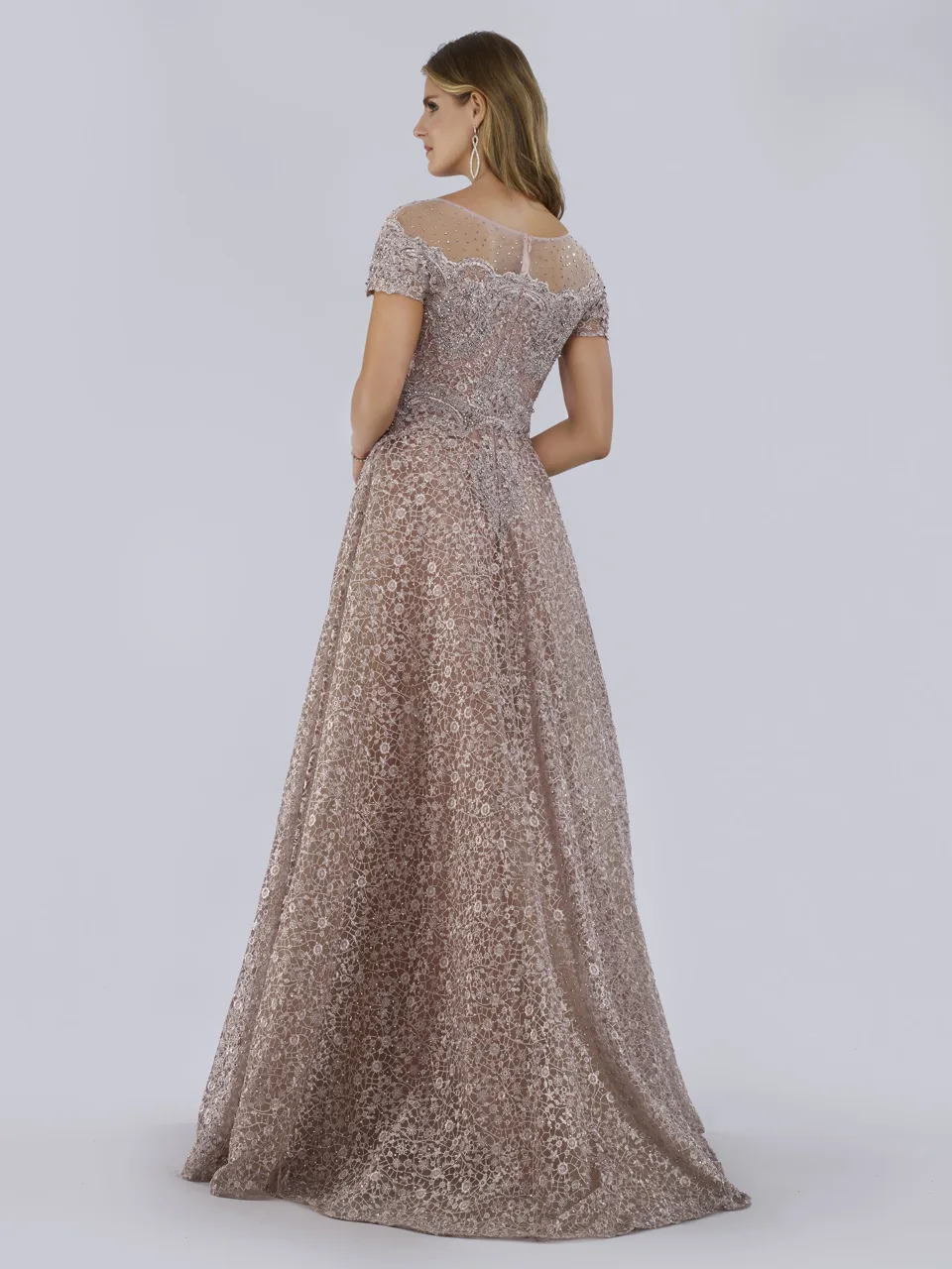Sheer Off Shoulder Ball Gown by Lara New York — style 29765