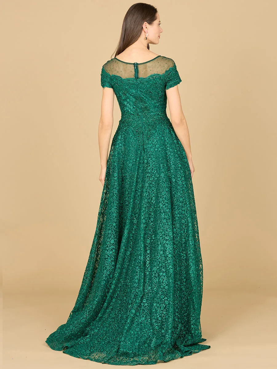 Sheer Off Shoulder Ball Gown by Lara New York — style 29765