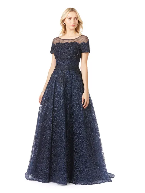 Sheer Off Shoulder Ball Gown