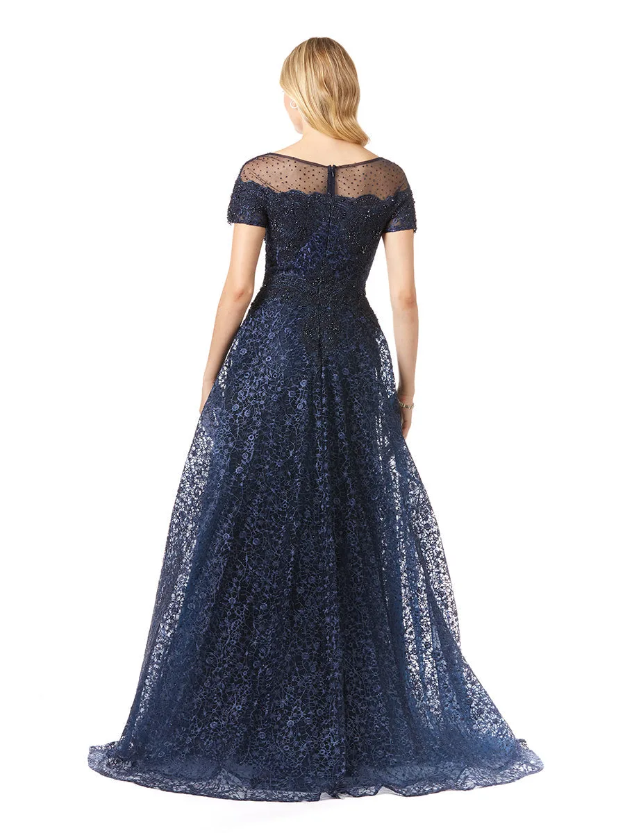 Sheer Off Shoulder Ball Gown by Lara New York — style 29765