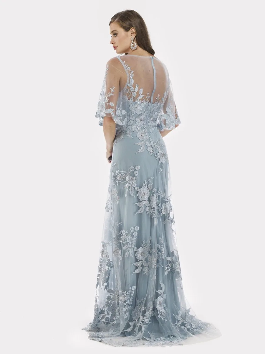 Cape Sleeves A-line Lace Gown by Lara New York — style 29772