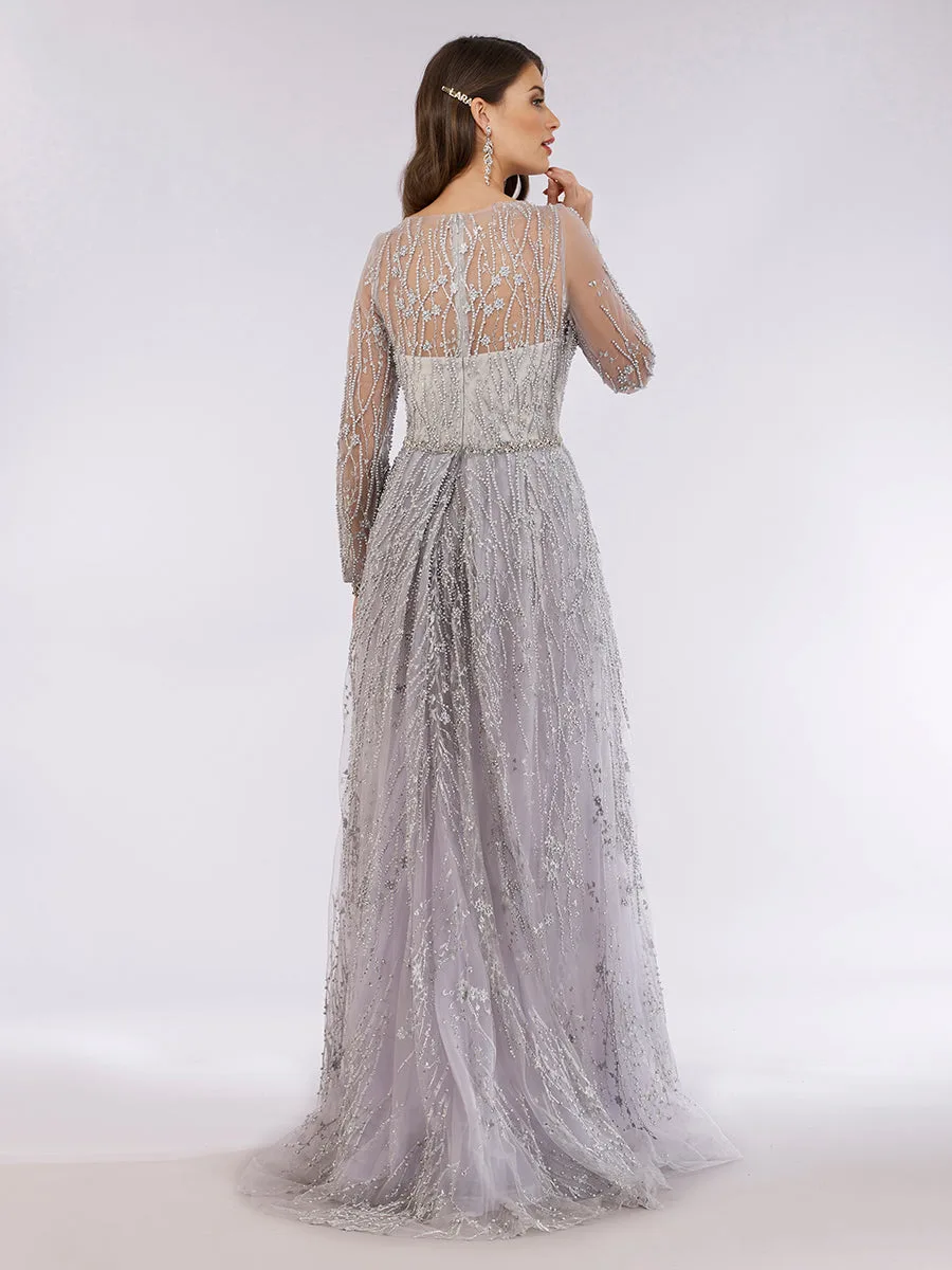 Beaded Lace Overskirt Ballgown by Lara New York — style 29782