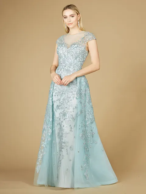 Floral Appliques high neck ball gown