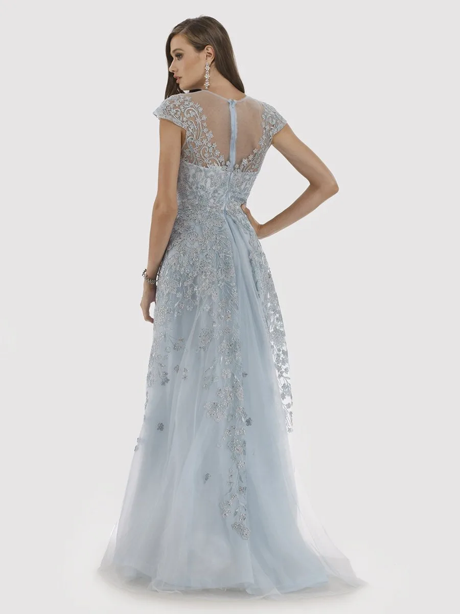 Floral Appliques high neck ball gown by Lara New York — style 29798