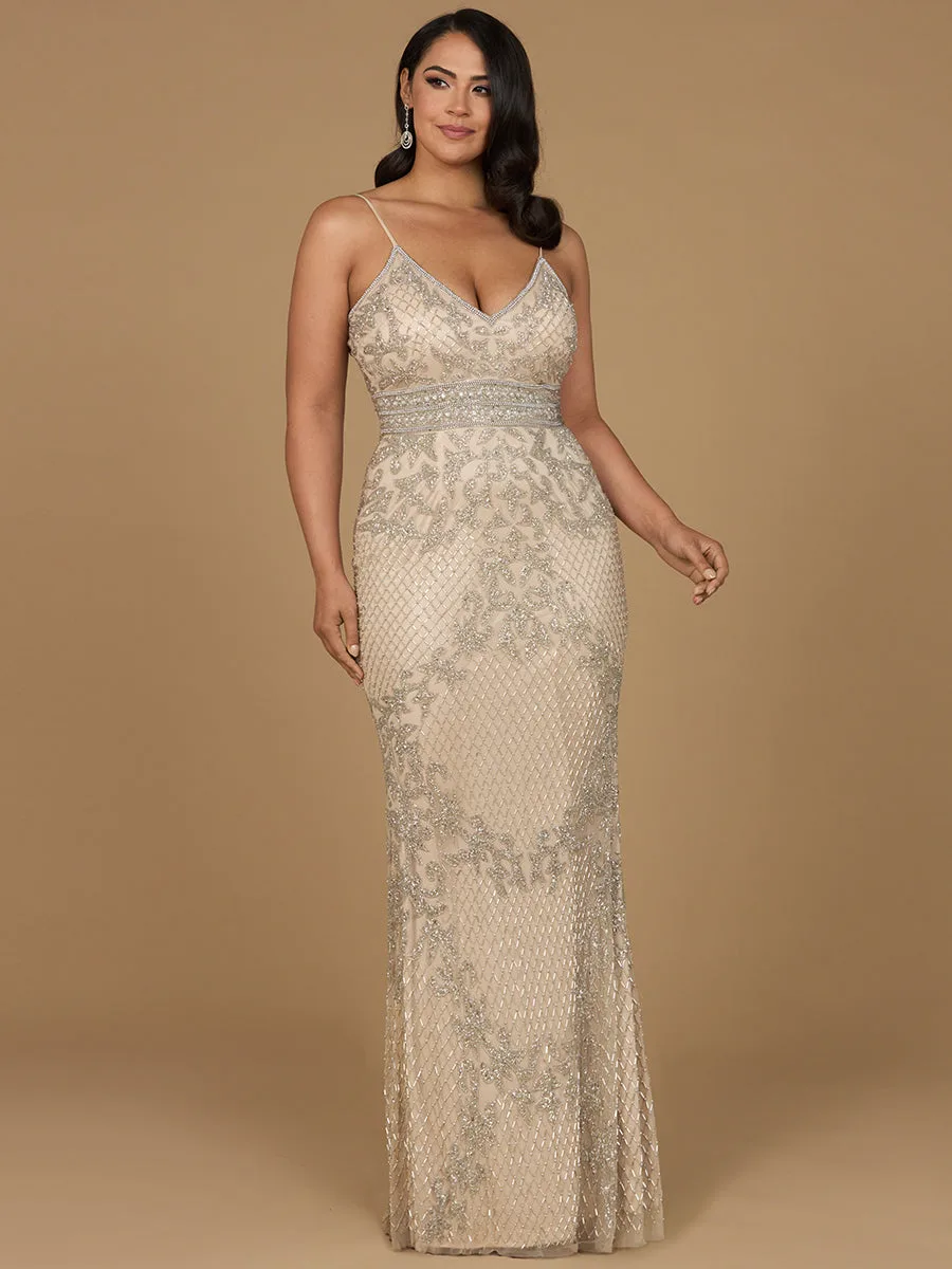 Body Con V-neck Beaded Dress by Lara New York — style 29904