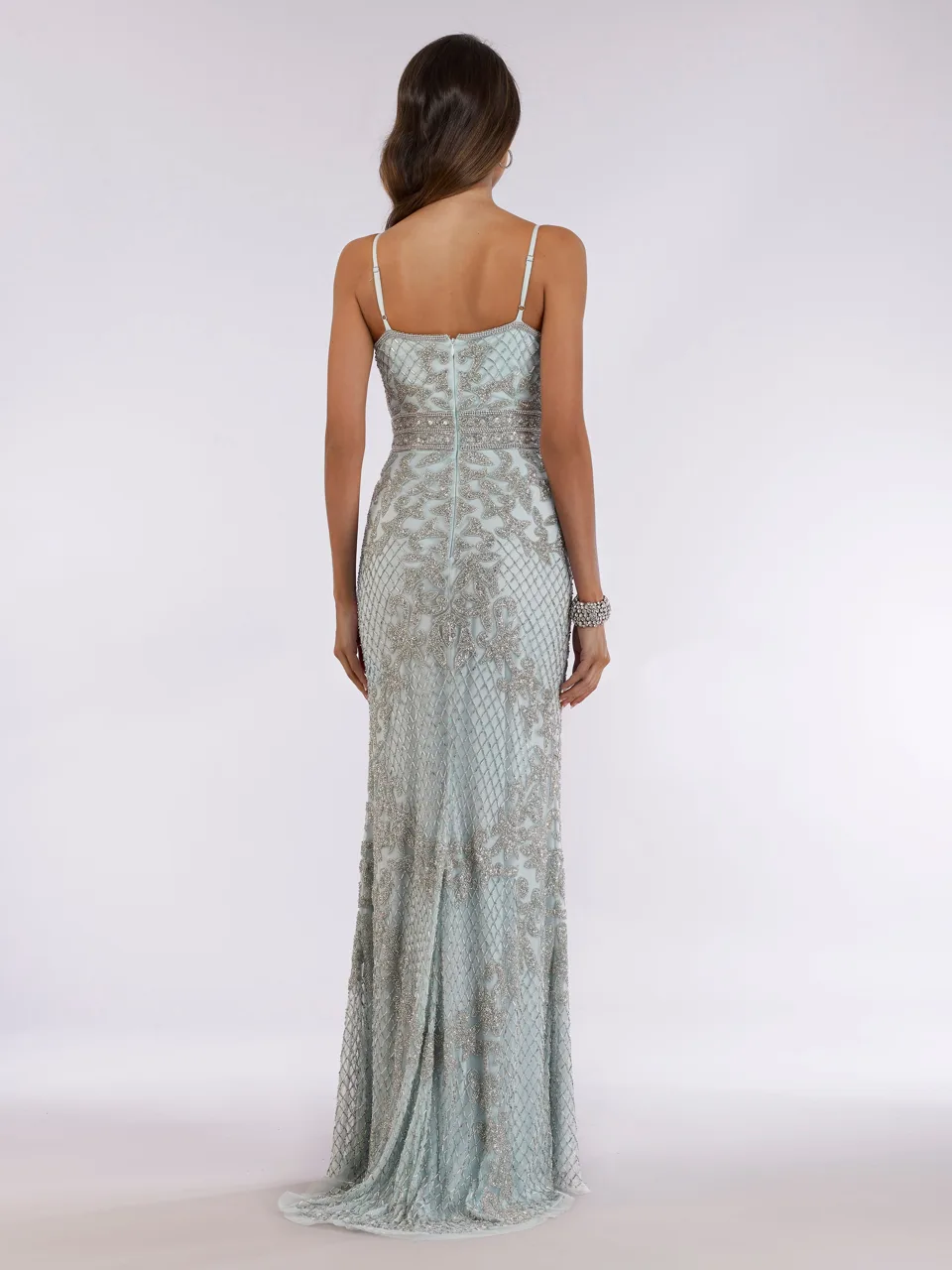 Body Con V-neck Beaded Dress by Lara New York — style 29904