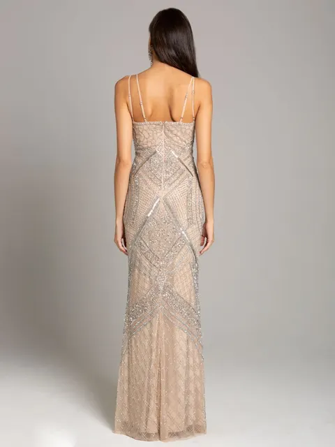 Plunging Neckline Spaghetti Strap Fitted Column Dress - Lara 29911