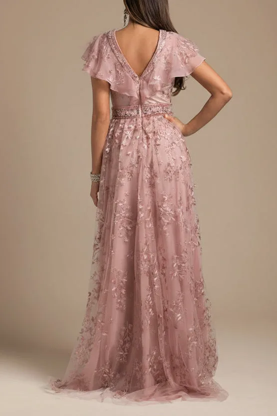 Lace, V-Neck Dress by Lara New York — style 29966