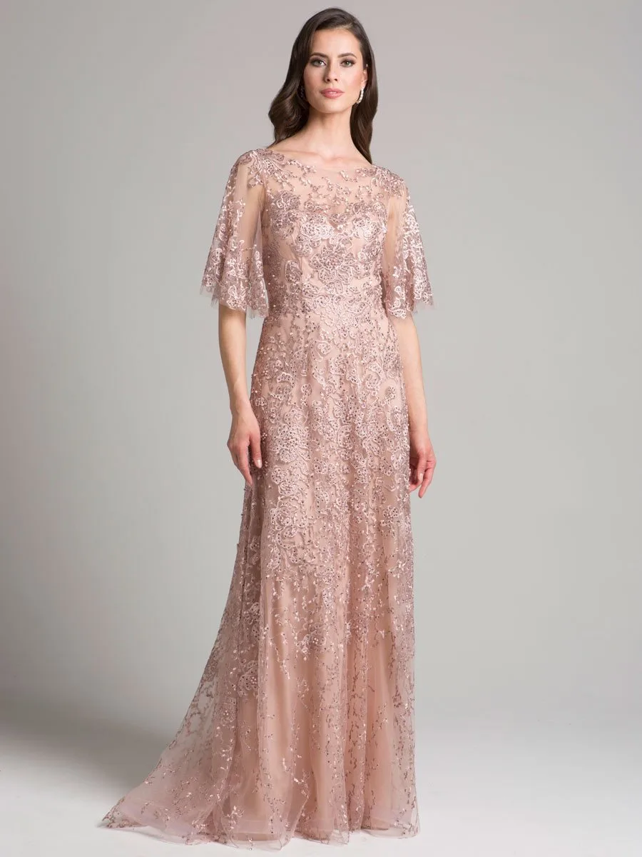 Cape Sleeve Mother's Gown by Lara New York — style 33277 in Mauve