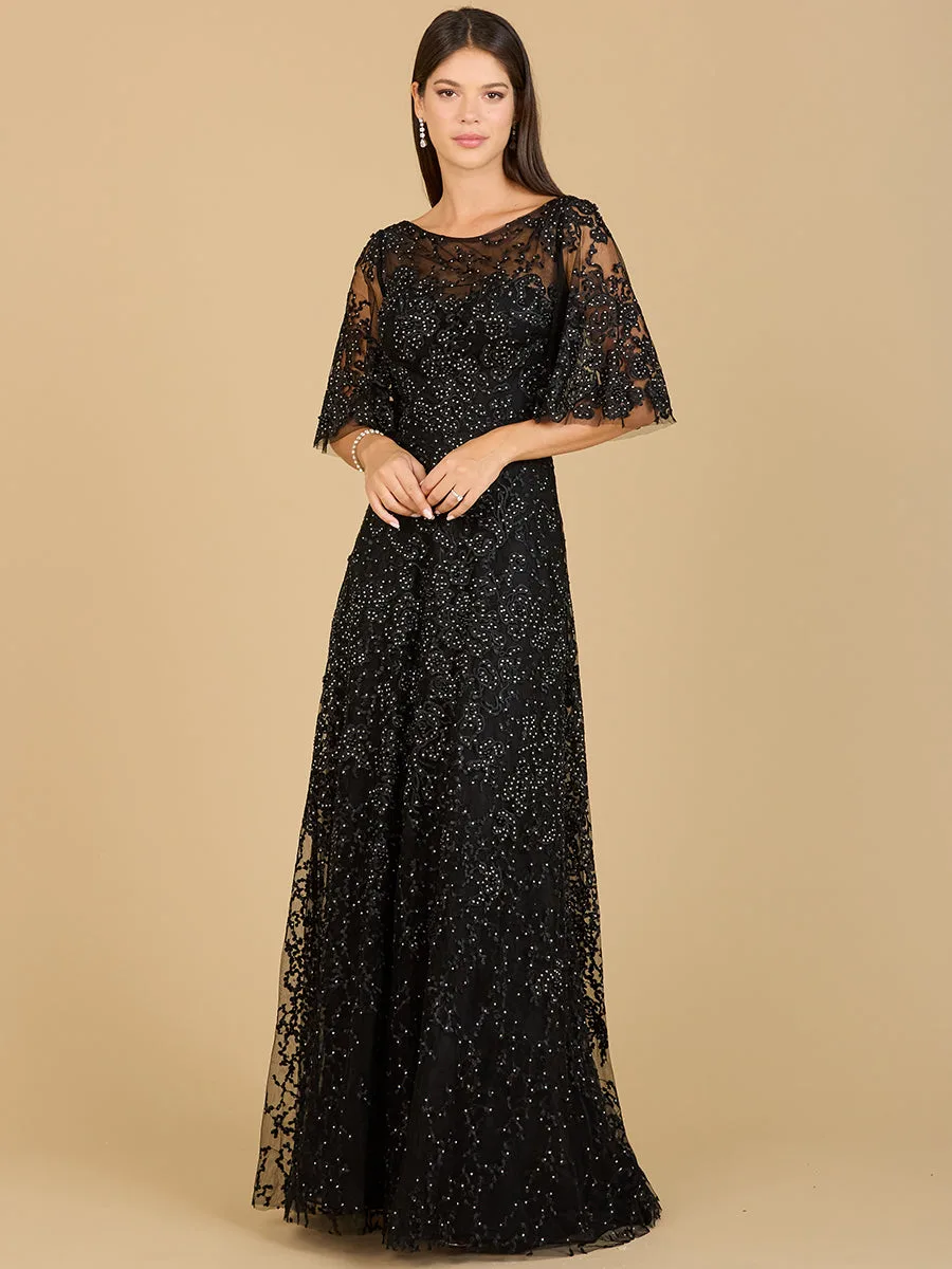Cape Sleeve Mother's Gown by Lara New York — style 33277 in Black