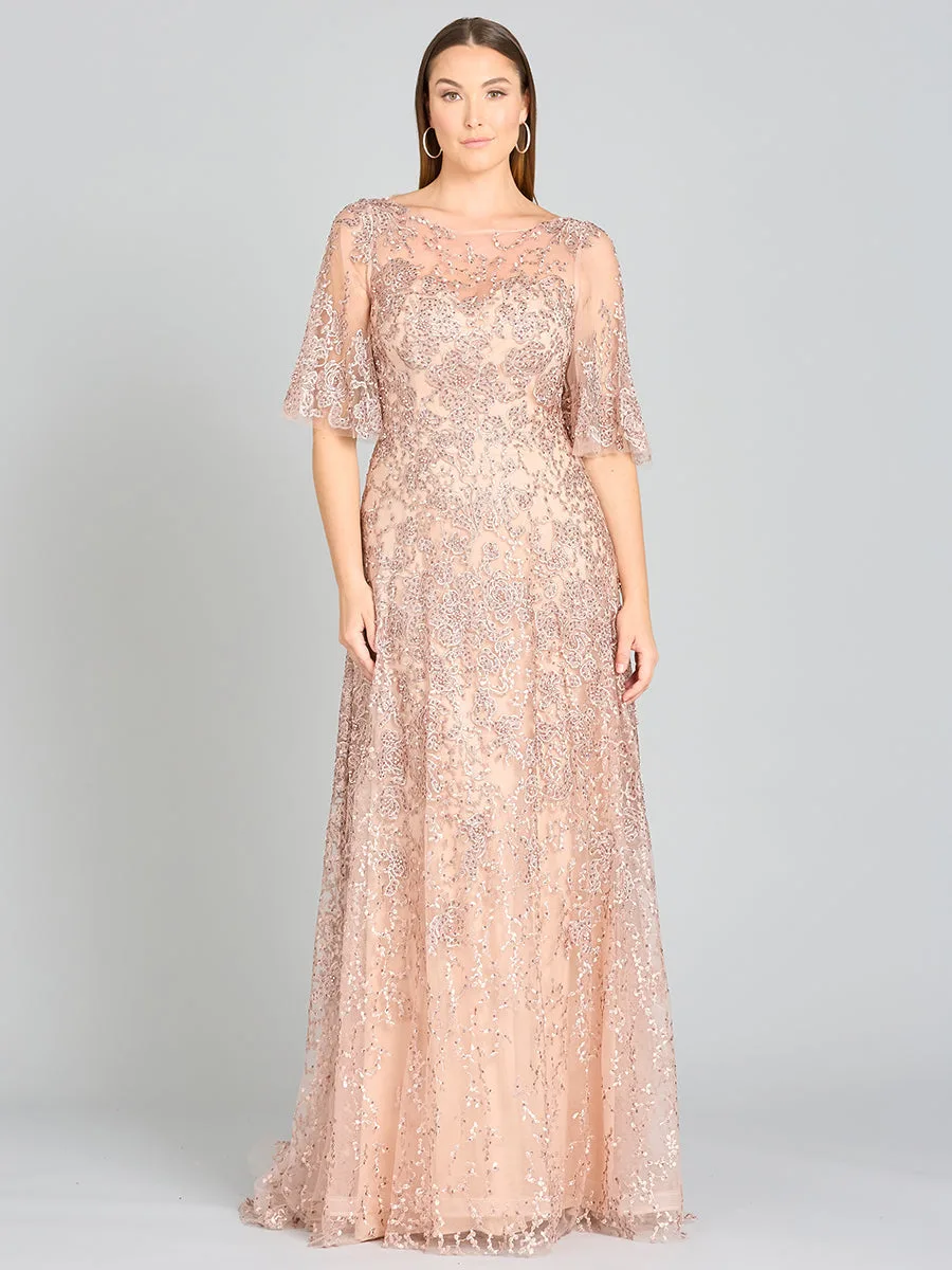 Cape Sleeve Mother's Gown by Lara New York — style 33277