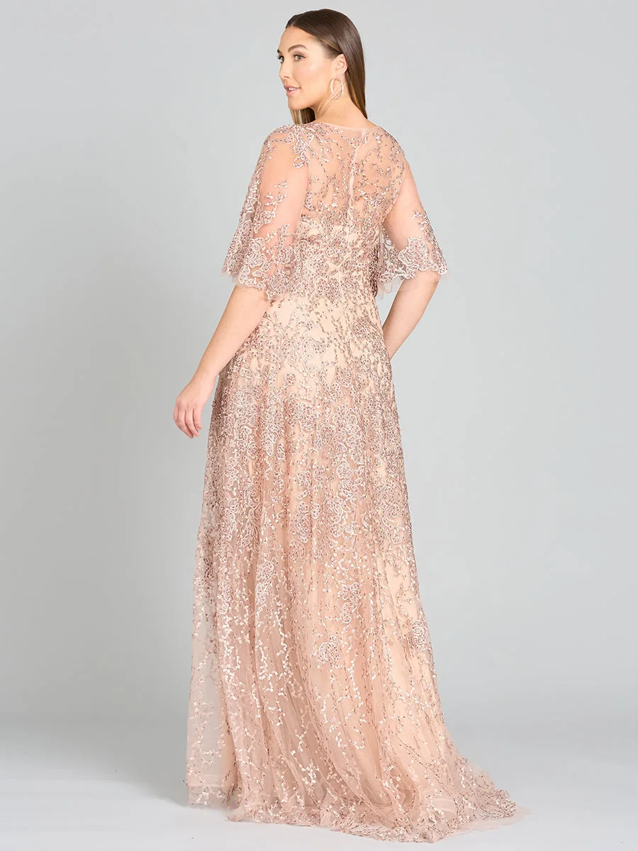 Cape Sleeve Mother's Gown by Lara New York — style 33277