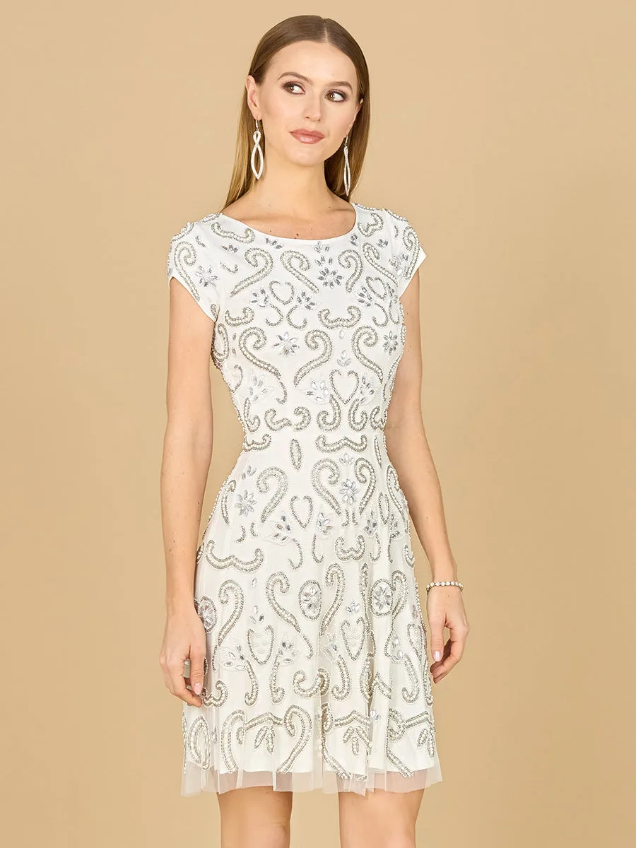 Nude Short Dress by Lara New York — style 33404 in Ivory