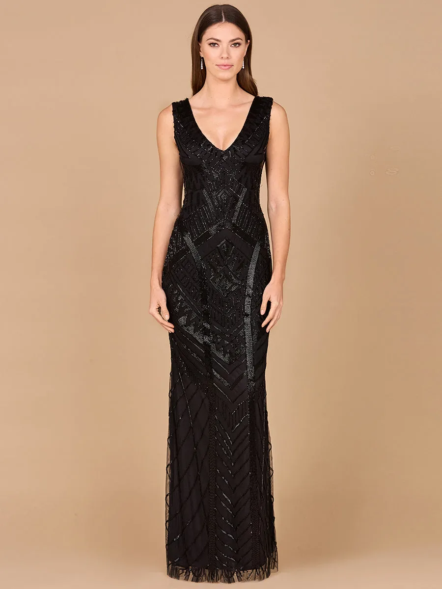 Fitted Dress With Tonal Beading by Lara New York — style 33552 in Black