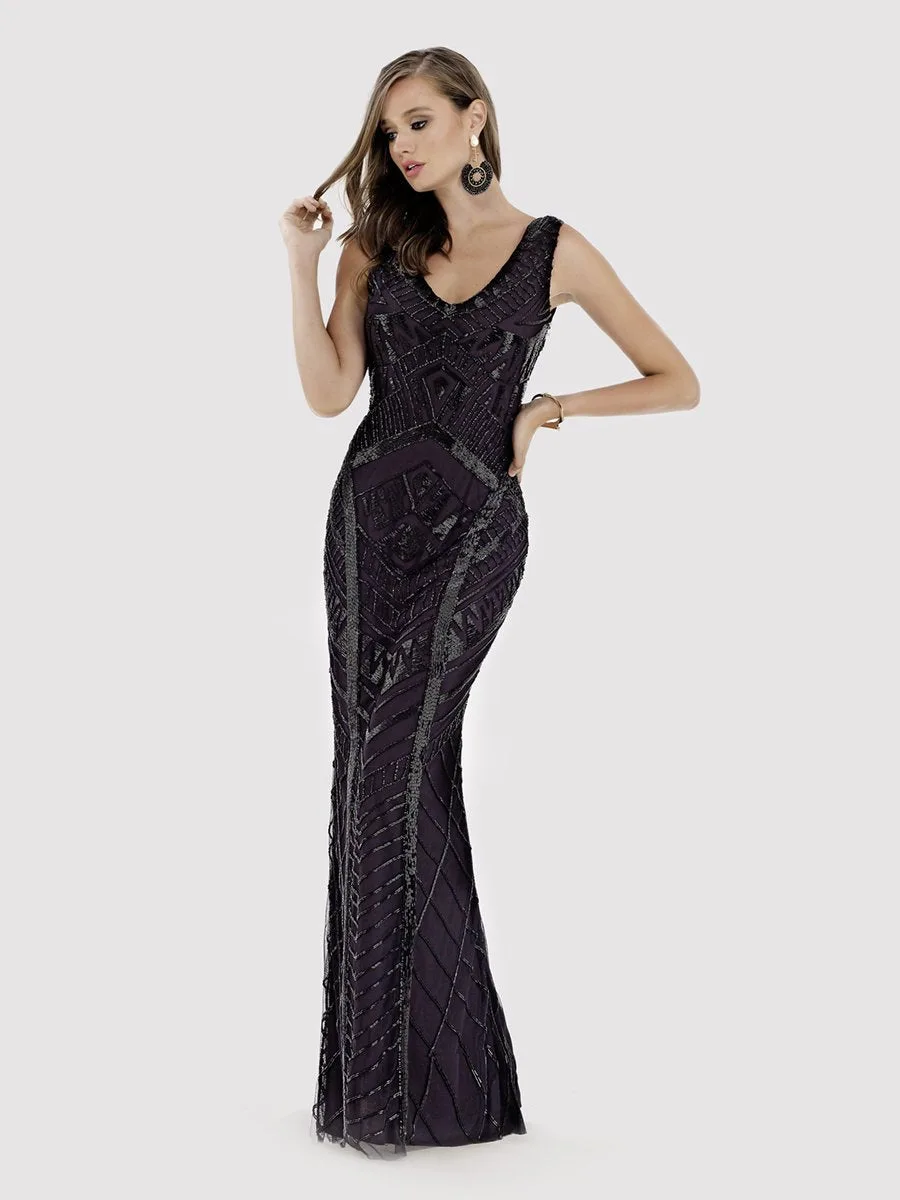 Fitted Dress With Tonal Beading by Lara New York — style 33552 in Black