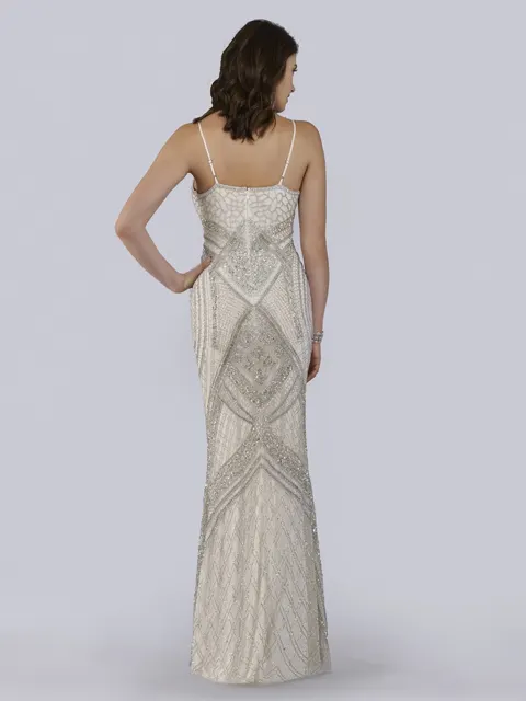 Spaghetti Strap Beaded White Dress