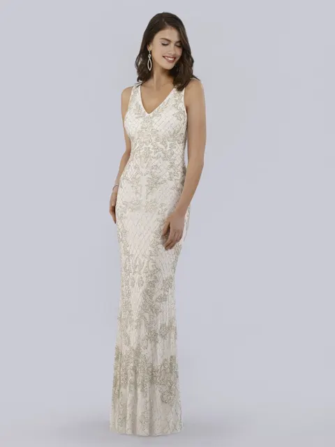 Evelyn Beaded V-Neck Wedding Dress