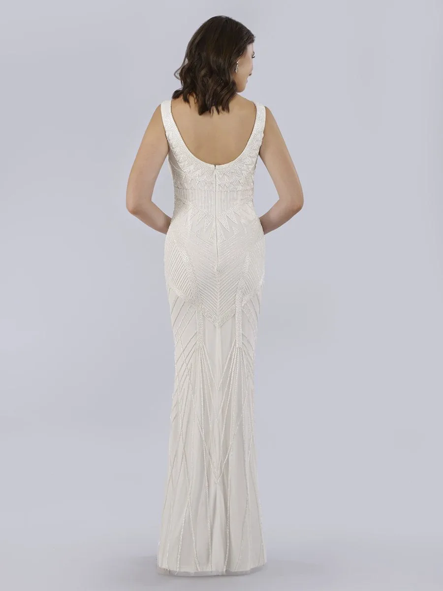 Bryant Beaded Tank Sheath Wedding Dress by Lara New York — style 51017