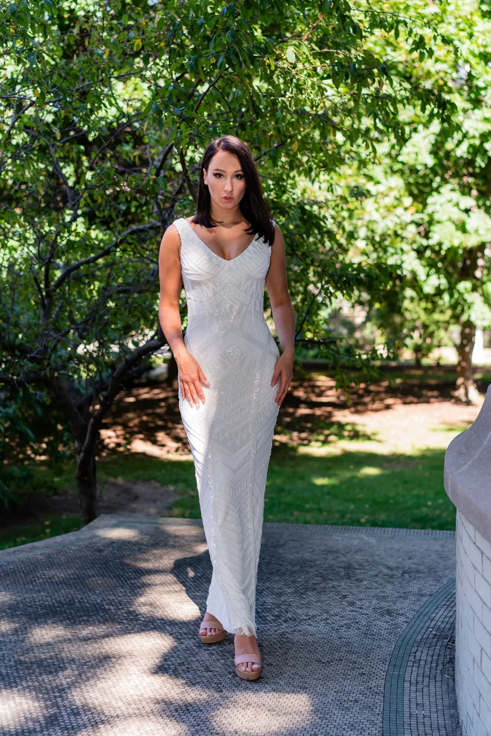 Bryant Beaded Tank Sheath Wedding Dress by Lara New York — style 51017
