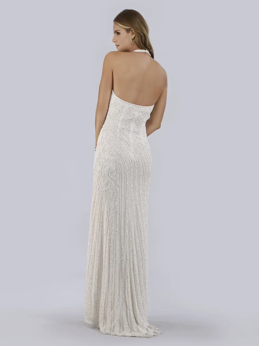 Dawson Beaded Wedding Dress with Halter Neck by Lara New York — style 51039