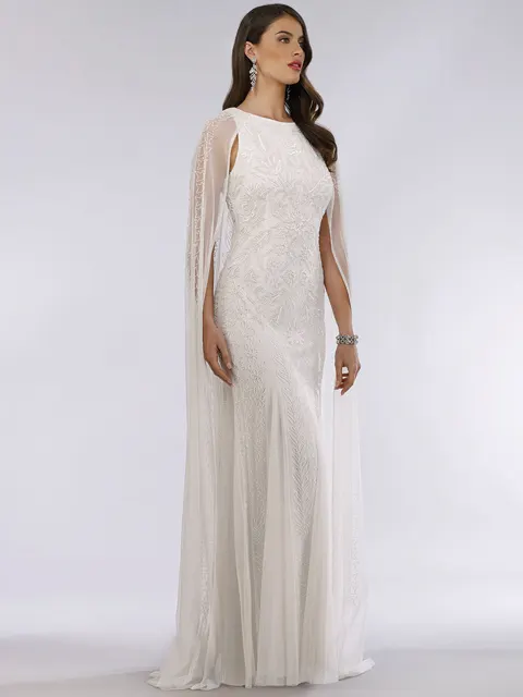 Eve Beaded Cape Sleeve Wedding Dress