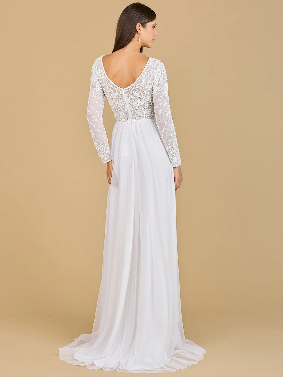Long Sleeve Bridal Gown with Flowy Skirt by Lara New York — style 51067