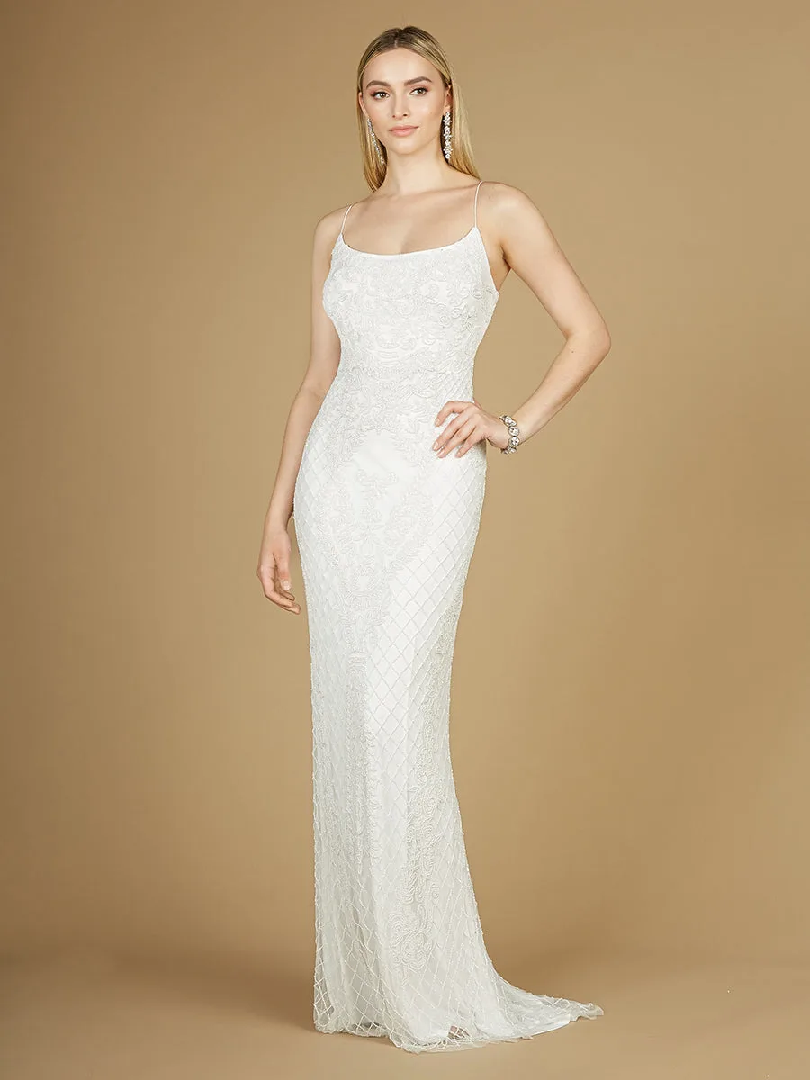Scoop Neck, Open Back Beaded Bridal Gown by Lara New York — style 51113