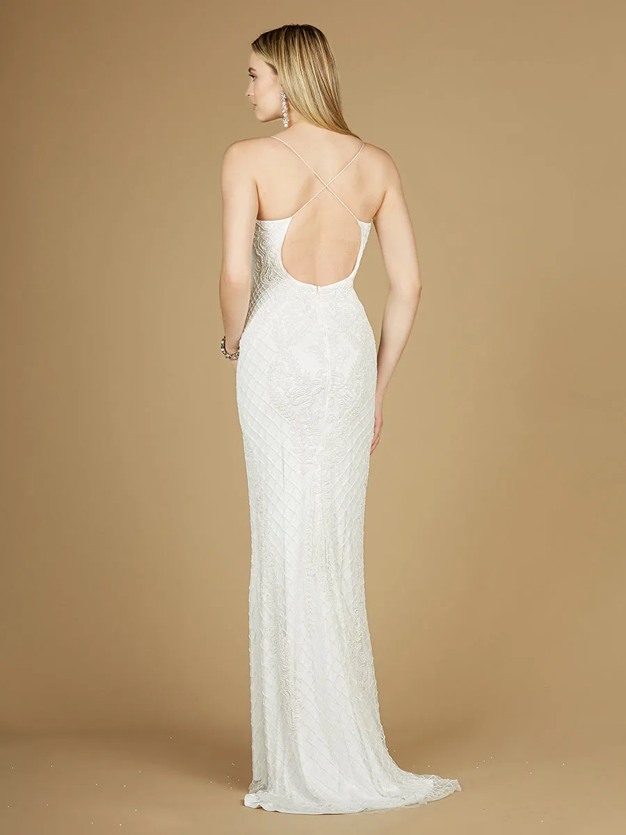 Scoop Neck, Open Back Beaded Bridal Gown by Lara New York — style 51113