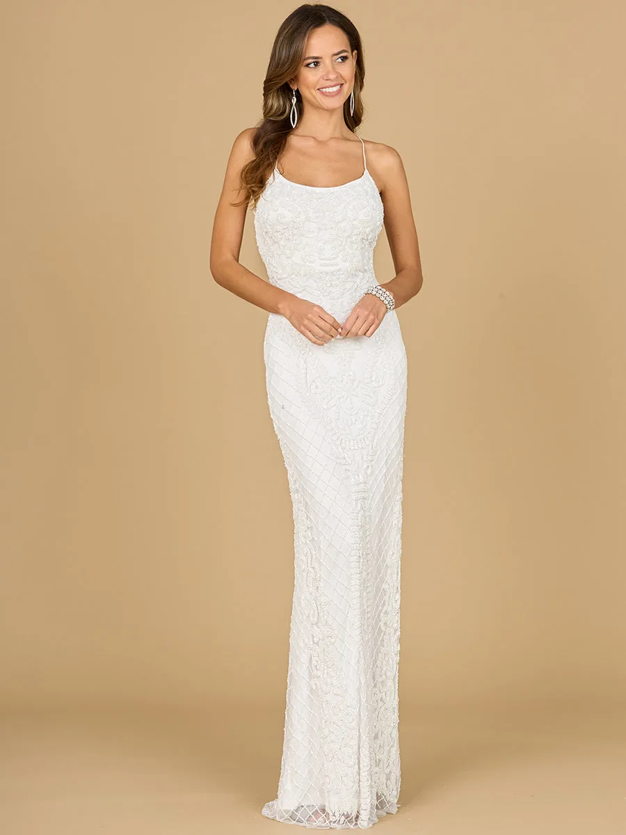 Scoop Neck, Open Back Beaded Bridal Gown by Lara New York — style 51113 in Ivory