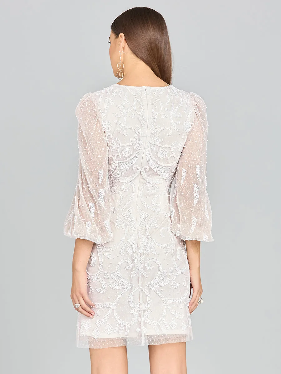 V-Neck, Balloon Sleeve Bridal Mini by Lara New York — style 51130