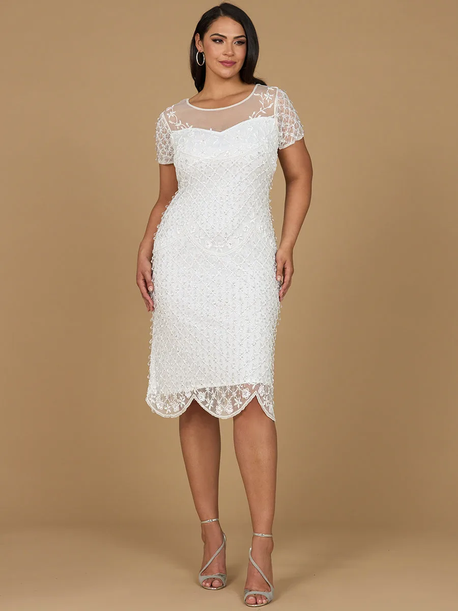 Beaded Midi Dress with Cap Sleeves by Lara New York — style 51188