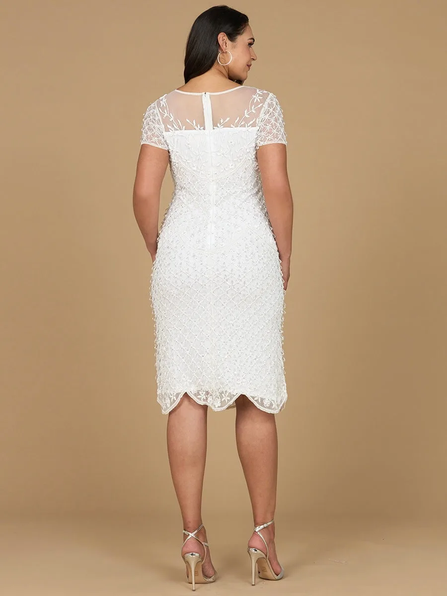 Beaded Midi Dress with Cap Sleeves by Lara New York — style 51188