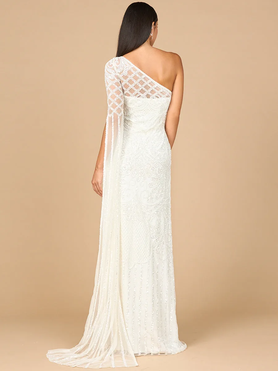 One Sleeve Beaded Bridal Gown by Lara New York — style 51197