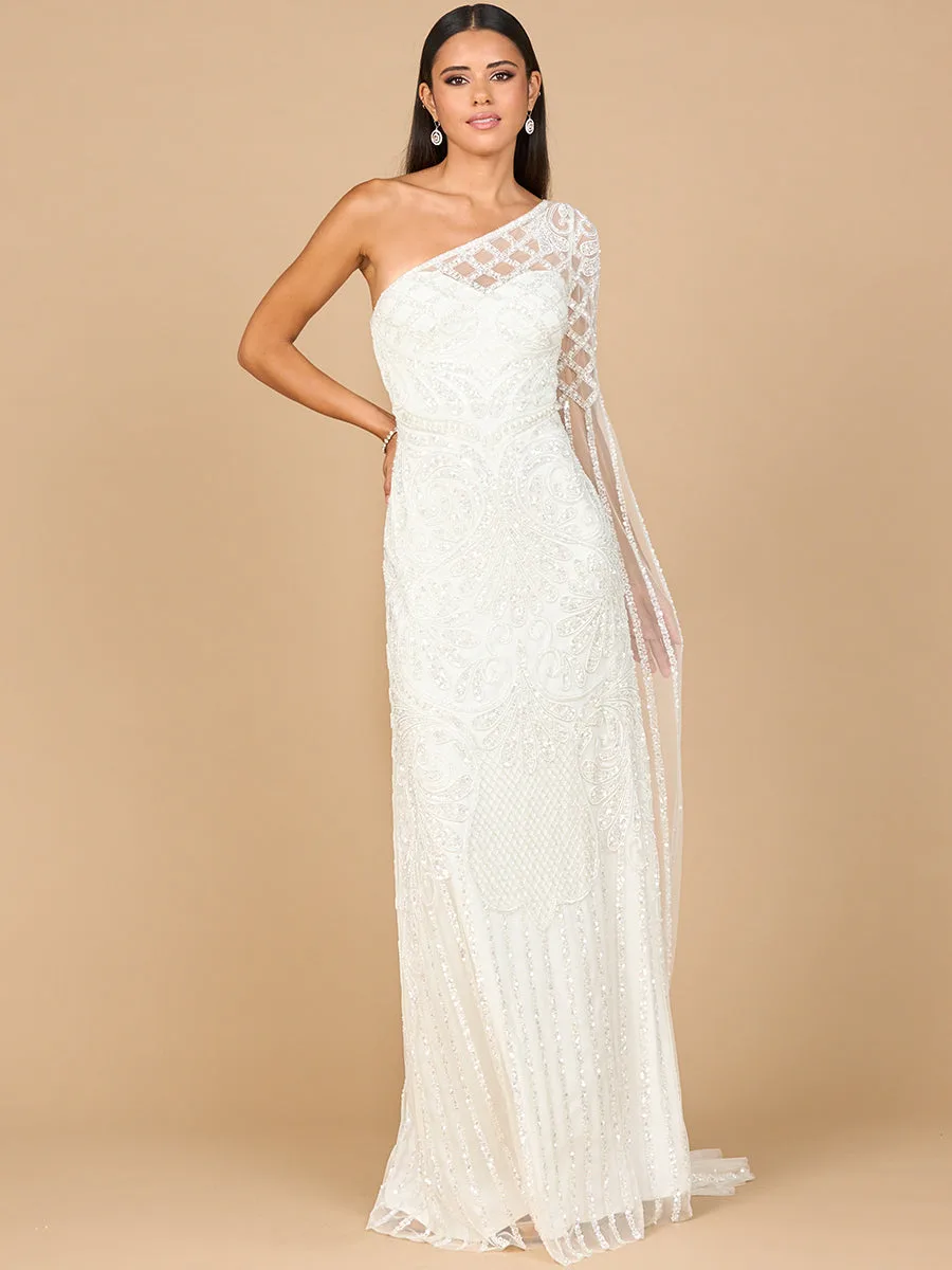 One Sleeve Beaded Bridal Gown by Lara New York — style 51197