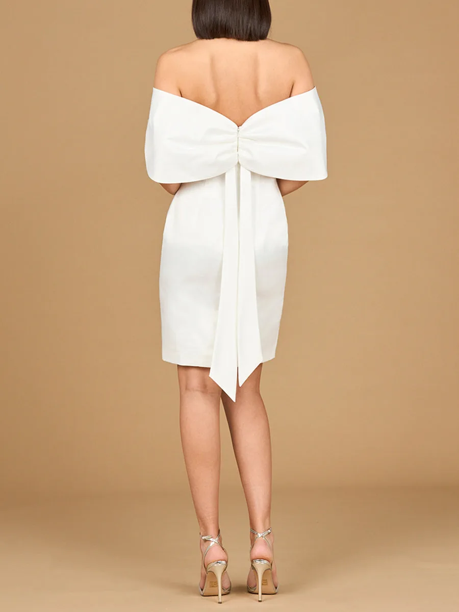 Off Shoulder Bridal Short with Bow by Lara New York — style 51202