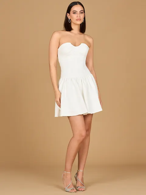 Bridal Strapless A-line Cocktail with Fingerless Gloves