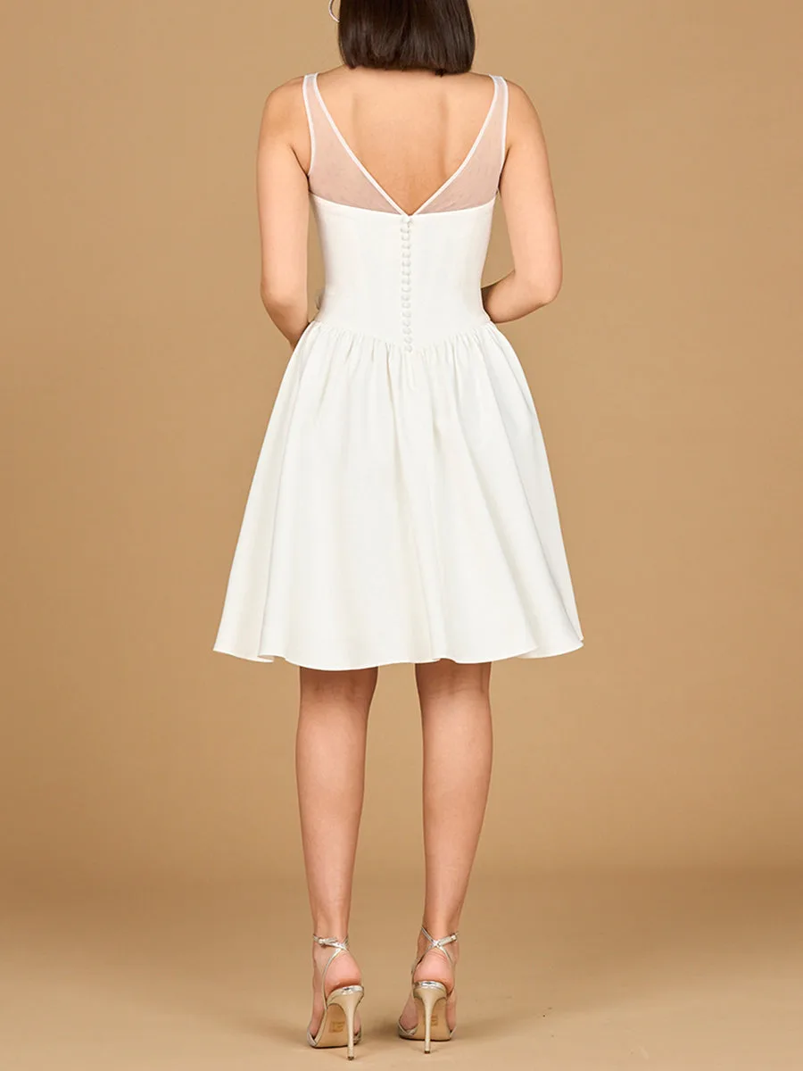 Illusion Neck Bridal Midi Dress by Lara New York — style 51204